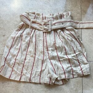 NWT Linen Striped Belted Women Shorts